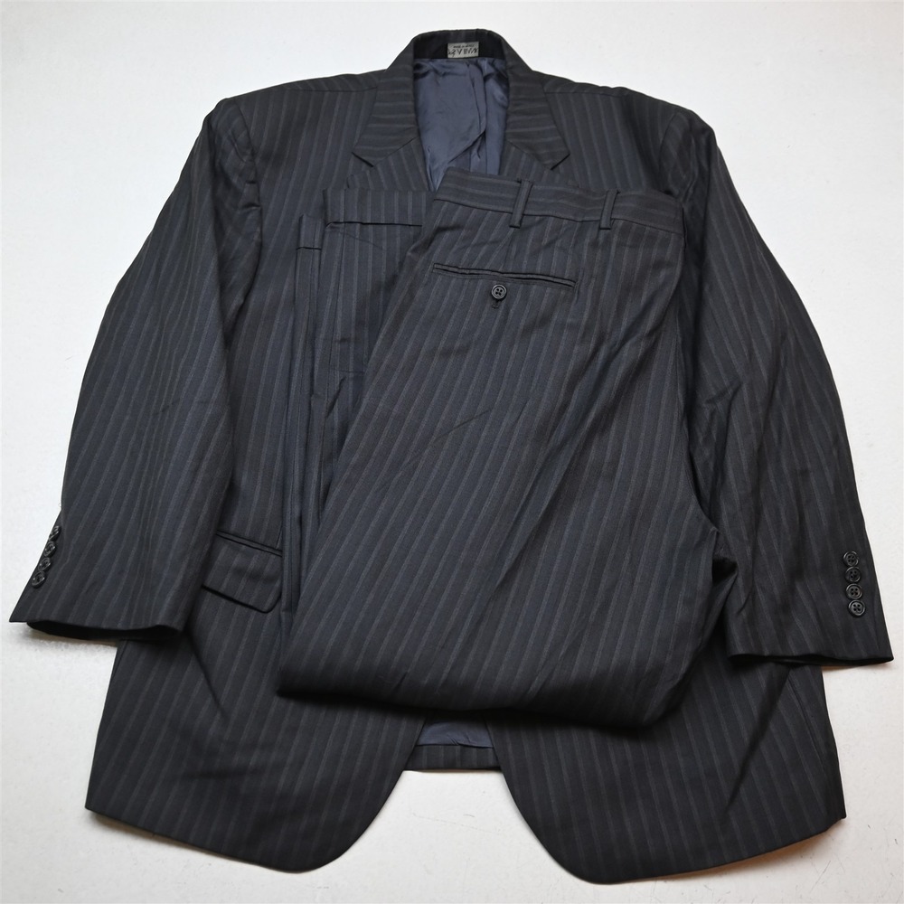 Jos A Bank 44S 40x30 Gray Striped Wool Silk Mens Jacket Pants Suit